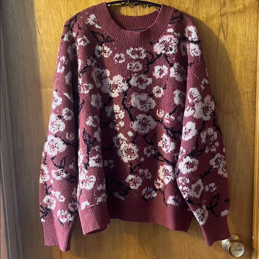 Woman’s Nanette Lepore Cherry Blossom Sweater - Burgundy  Large